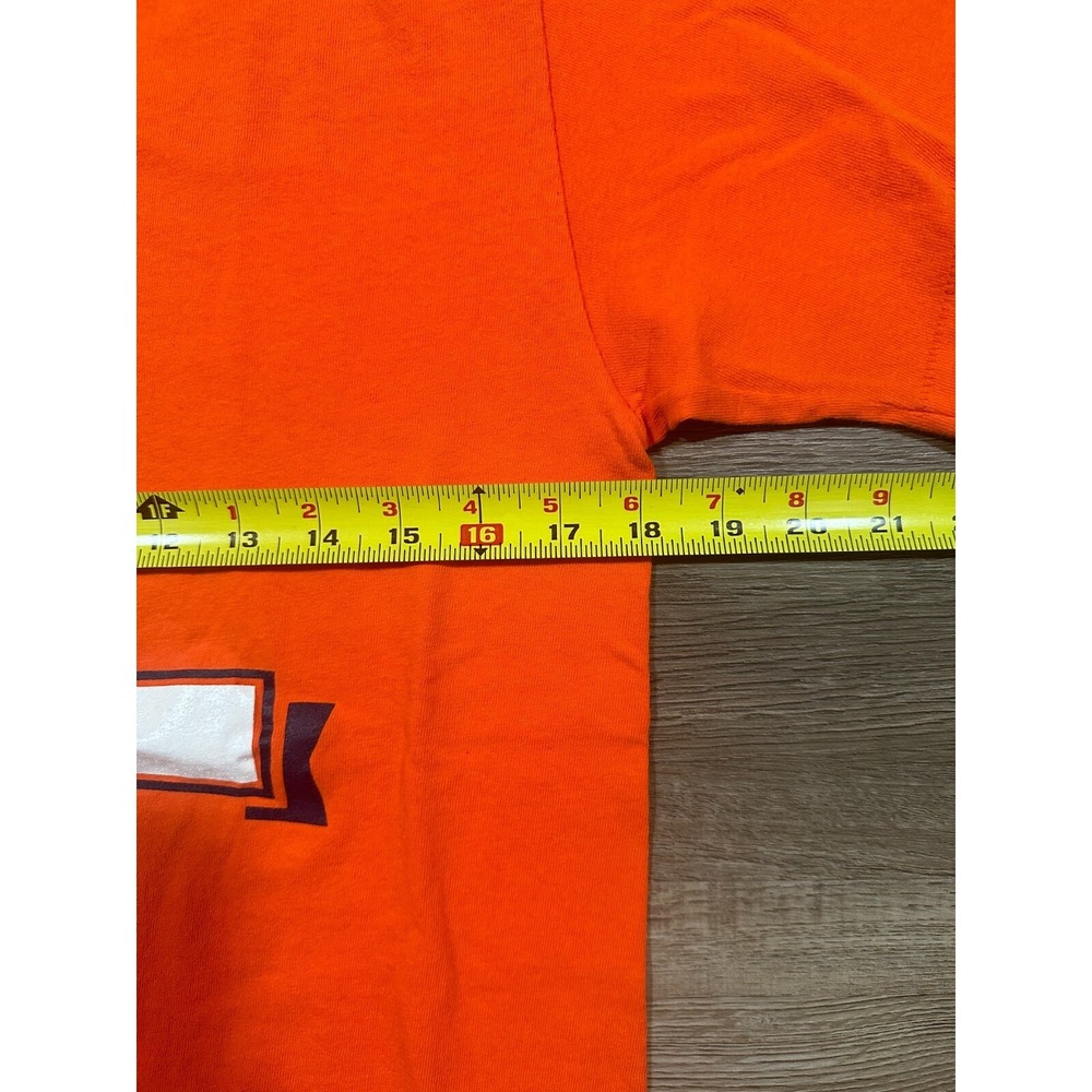 Vintage Champion T Shirt Mens M Orange Graphic Print School Short Sleeve 90s‎ - Picture 9 of 10